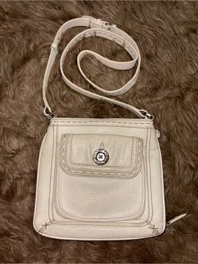 Brighton White Pebbled Leather Crossbody with Turn-Lock Front Pocket